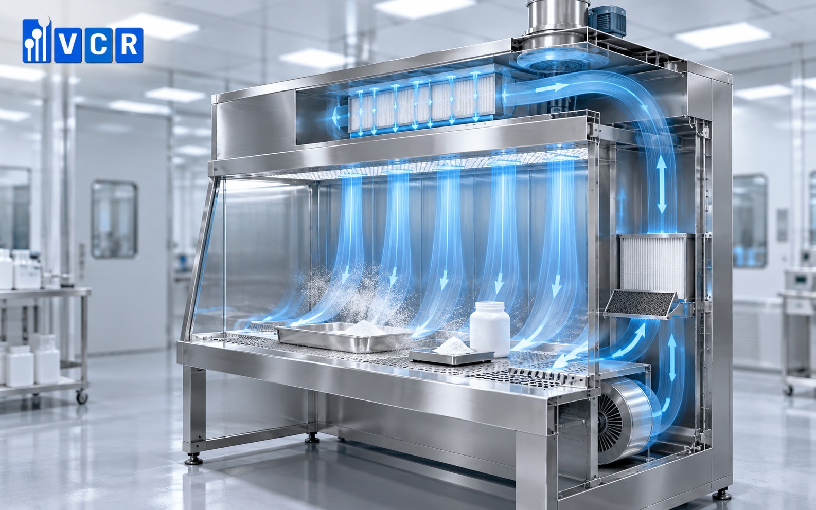 Đường đi của khí hồi trong Dispensing Booth và khả năng thu gom bụi