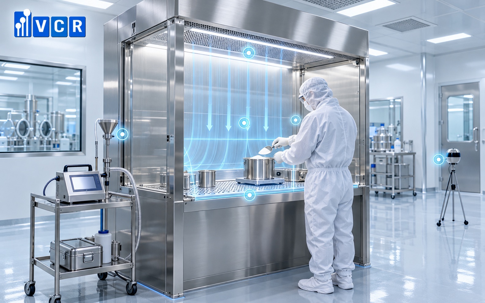 Cấp sạch phòng nền và các điểm kiểm tra vùng thao tác Dispensing Booth